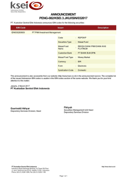 ANNOUNCEMENT PENG-082/KSEI.3.JKU/ISIN/032017