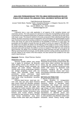 analisis perbandingan tipe pelumas berdasarkan wujud pada studi
