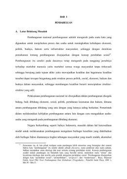 BAB I PENDAHULUAN A. Latar Belakang Masalah Pembangunan