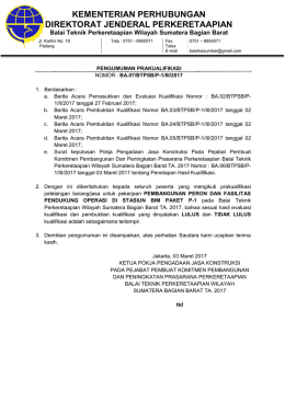 PENGUMUMAN HASIL KUALIFIKASI P-1