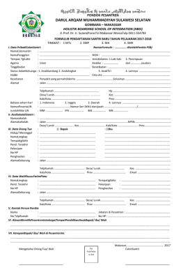 Form Pendaftaran 2017/2018
