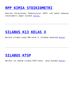 RPP KIMIA STOIKIOMETRI,SILABUS K13 KELAS X,SILABUS KTSP