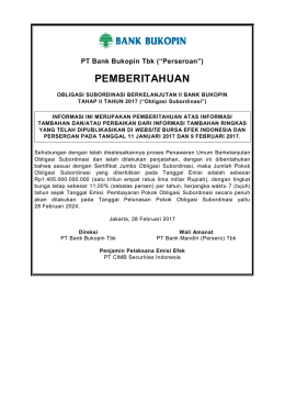 Pemberitahuan Atas Informasi Tambahan Dan/Atau