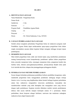 silabus pengelolaan kelas - Dr. I Ketut Sudarsana, S.Ag., M.Pd.H.