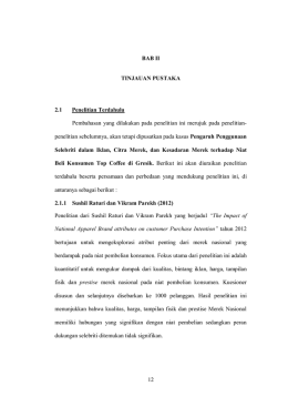 12 BAB II TINJAUAN PUSTAKA 2.1 Penelitian Terdahulu