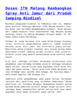 Dosen ITN Malang Kembangkan Spray Anti Jamur dari Produk