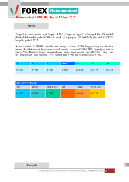 Rekomendasi AUDUSD, Jumat 3 Maret 2017 News