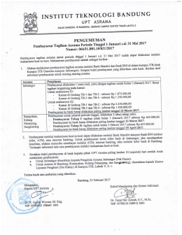 Pengumuman Pembayaran Asrama - UPT Asrama ITB