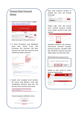 Panduan Reset Password Verona