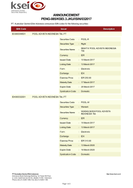 ANNOUNCEMENT PENG-085/KSEI.3.JKU/ISIN/032017