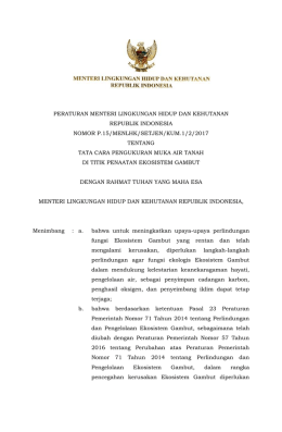 PERATURAN MENTERI LINGKUNGAN HIDUP DAN KEHUTANAN