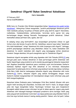 Demokrasi Oligarki! Bukan Demokrasi Kebablasan