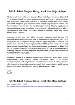 Politik Jabat Tangan Rizieg, Ahok Dan Raja Salman