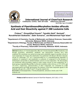 Synthesis of PiperidineandMorpholine Amides ofFerulic Acid and
