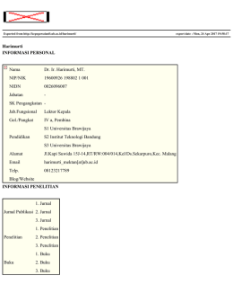 Harimurti INFORMASI PERSONAL Nama Dr. Ir