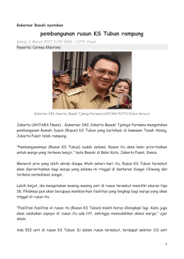 pembangunan rusun KS Tubun rampung