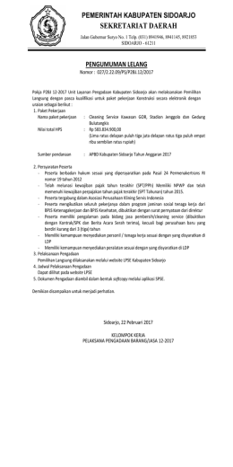 3.12 Pengumuman Lelang