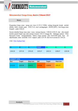 Rekomendasi Harga Emas, Kamis 2 Maret 2017