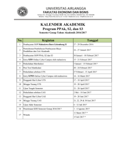 Jadwal kuliah PPAk S2 dan S3 GENAP 2016-2017