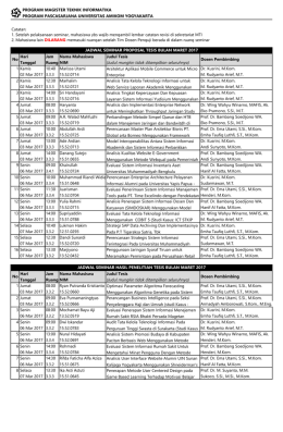 Jadwal Seminar Tesis