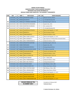 Jadwal KULIAH PARAREL SEMESTER GENAP TH 2016/2017