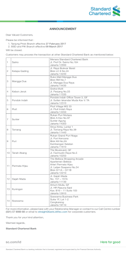 announcement - Standard Chartered Bank