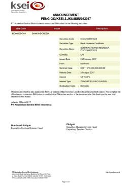 ANNOUNCEMENT PENG-083/KSEI.3.JKU/ISIN/032017