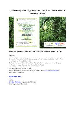 [Invitation] Half-Day Seminar: CRC B09 - Biologi IPB