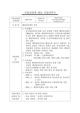 사업실명제 대상 사업내역서