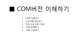 1. COM 이해하기 2. 구성객체 알아보기 3. 전체 프로그램 구성도 4