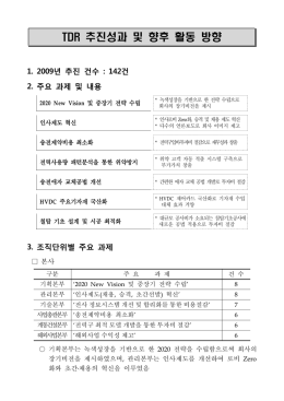 추진성과 및 향후 활동 방향 TDR