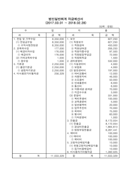 법인일반회계 자금예산서 (2017.03.01 &sim; 2018.02.28)