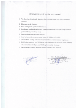 V&Icirc;TREKTOMİ LENSİ TEKNİK ŞARTNAMESİ