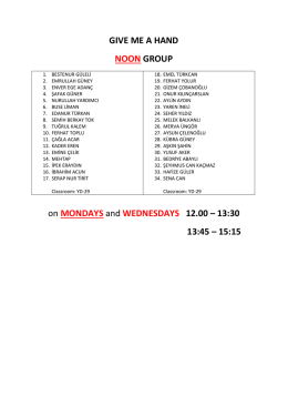 GIVE ME A HAND NOON GROUP on MONDAYS and