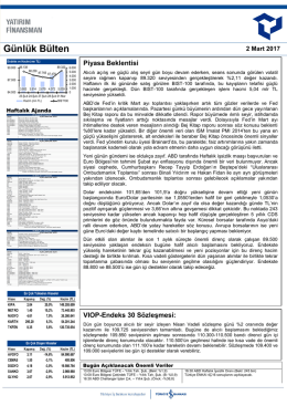 G&uuml;nl&uuml;k B&uuml;lten - Yatırım Finansman