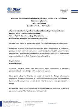 1 mart 2017 deik başkanı ömer cihad vardan recca iş forumu konuşma