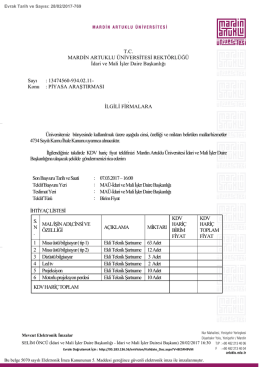 Alım İşine Ait Teklif Mektubu ve Teknik