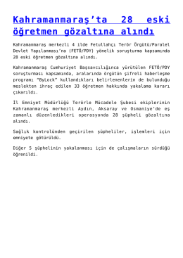ta 28 eski öğretmen gözaltına alındı