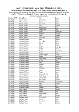 happy lıfe dersinden muaf olan &ouml;ğrencilerin listesi