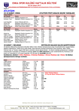 Haftalik Faaliyet Raporu