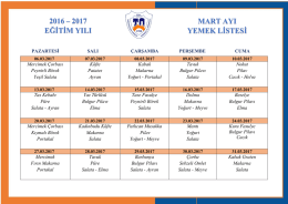 Mart Ayı Yemek Listesi