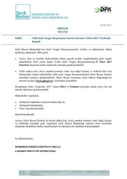 SİRKÜLER 2017/18 KONU : Yıllık Gelir Vergisi