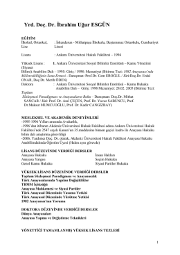 Yrd. Do&ccedil;. Dr. İbrahim Uğur ESG&Uuml;N - Uluslararası Antalya &Uuml;niversitesi