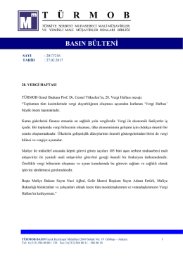 TÜRMOB Genel Başkanı Yükselen`in, 28. Vergi Haftası`nı Kutlama
