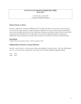 1 EAS 110 ULUSLARARASI İLİŞKİLERE GİRİŞ Bahar 2017 Yrd