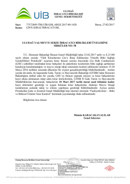 ÇİN`E KİRAZ İHRACATI HK. - Uludağ İhracatçı Birlikleri