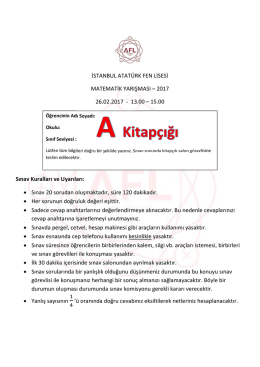 Matematik Yarışması Soruları ve Cevap Anahtarları