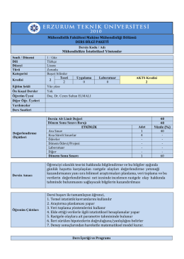 Mühendislik Fakültesi Makine Mühendisliği Bölümü DERS BİLGİ