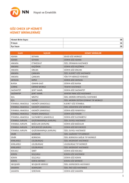 G&Ouml;Z CHECK UP HİZMETİ HİZMET BİRİMLERİMİZ
