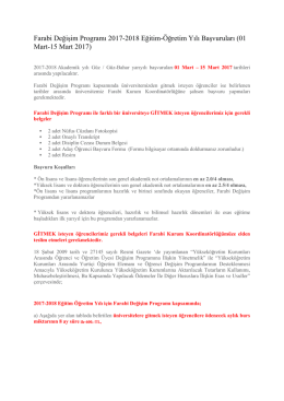 Farabi Değişim Programı 2017-2018 Eğitim